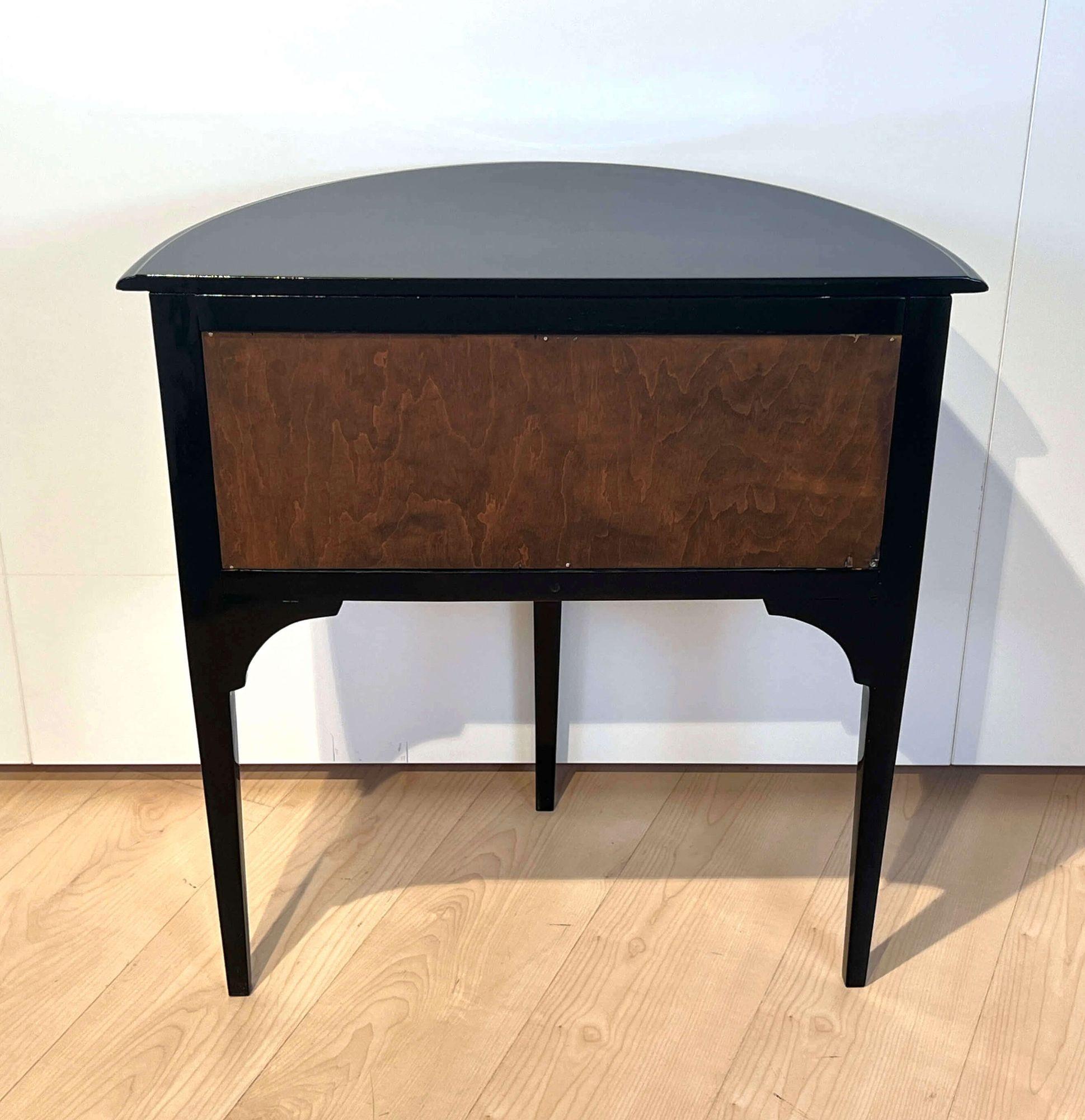 Art Deco Demi-Lune Cabinet, Oak, Black Lacquer, France circa 1940 7