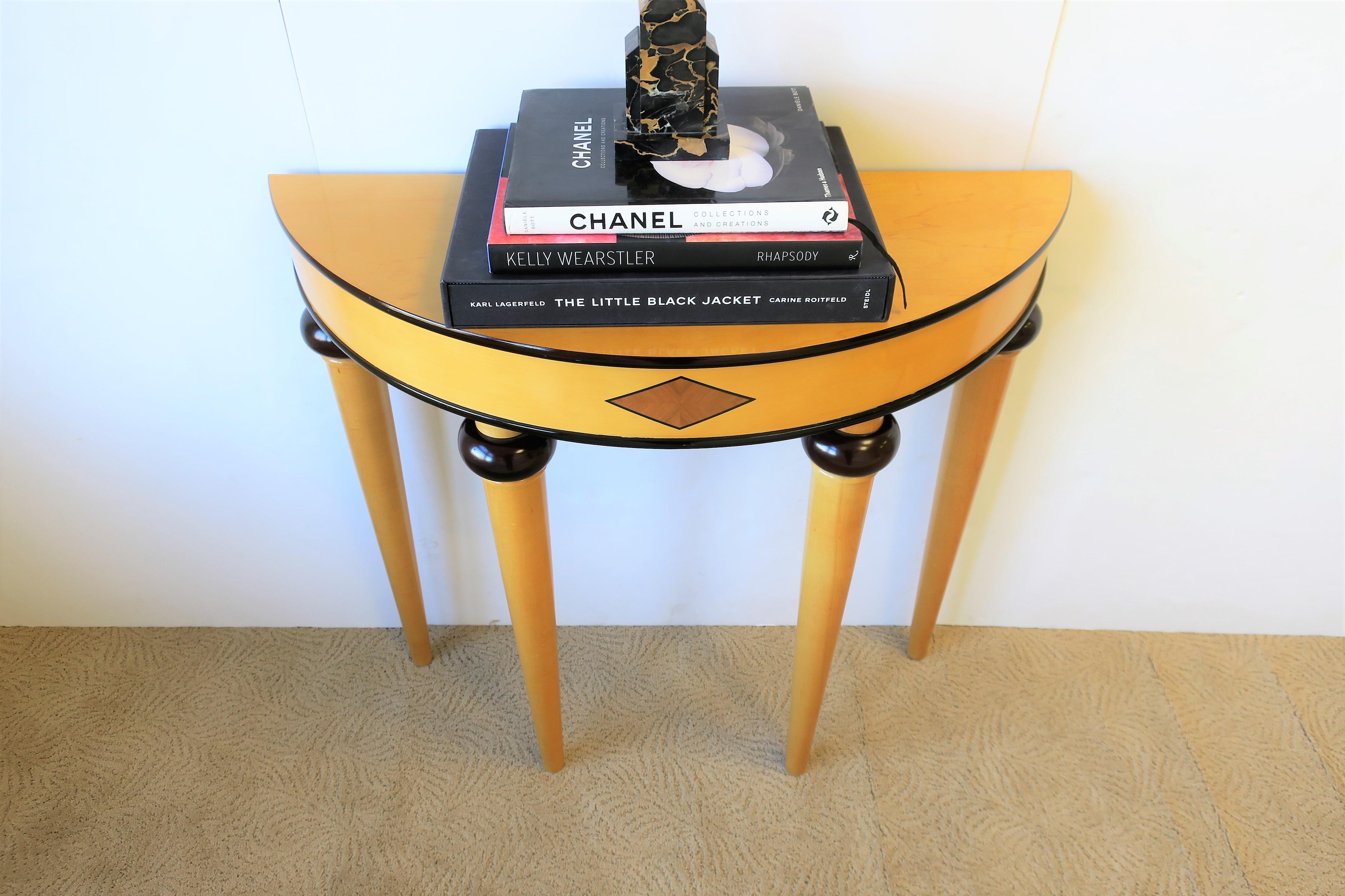 '90s Art Deco Demilune Console Table In Good Condition In New York, NY