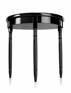 Art Deco Demi-Lune Console Table in High-Gloss Black Lacquer