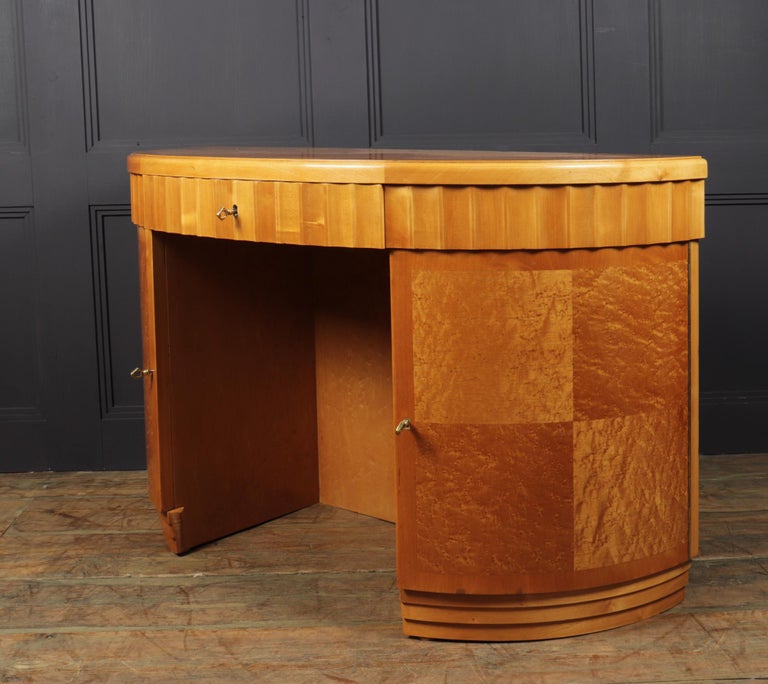 Art Deco, Demi-Lune Desk in Birds Eye Maple at 1stDibs