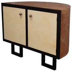 Art Deco Demi-Lune Ziegenleder Französisch Sideboard:: 1930