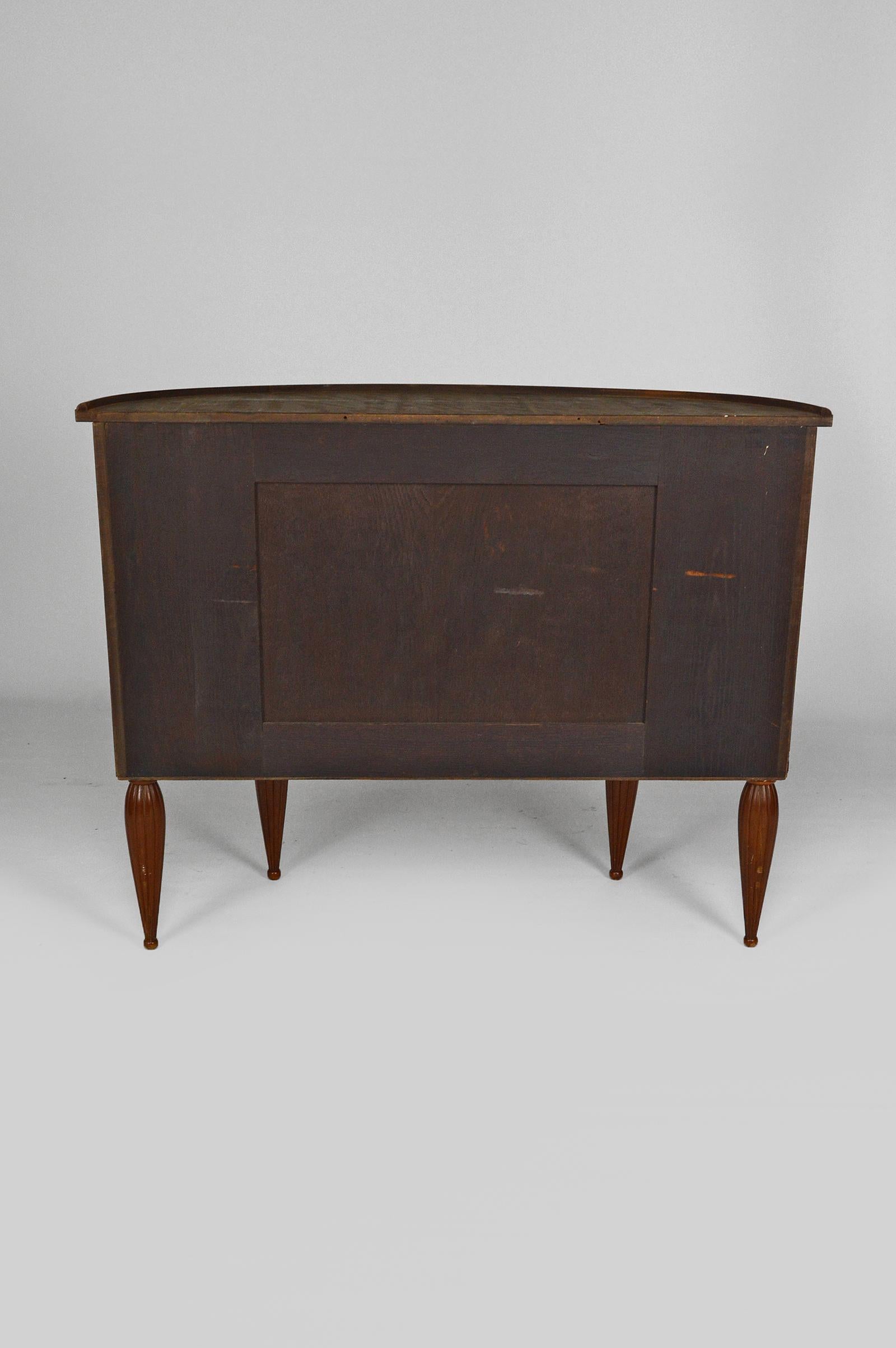Art Deco Demilune Mahogany & Marble-Top Commode / Chest of Drawers, circa 1925 For Sale 11