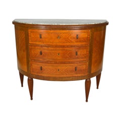 Antique Art Deco Demilune Mahogany & Marble-Top Commode / Chest of Drawers, circa 1925