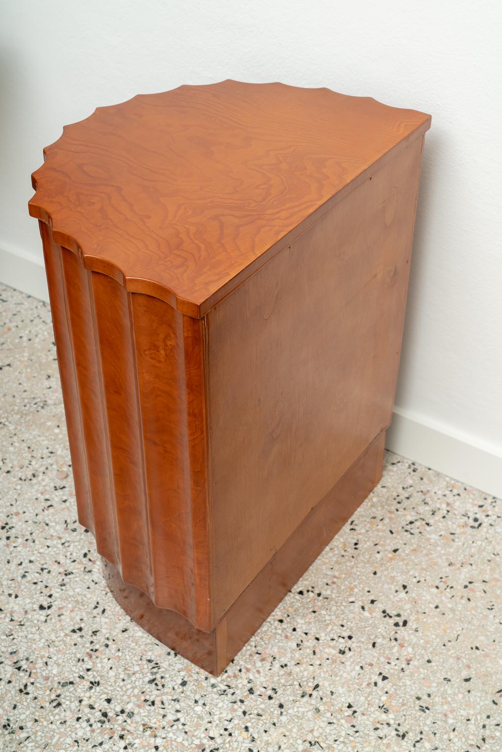 Wood Art Deco Demilune Side Table