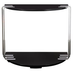 Mesa consola Art Decó Demilune cromada y lacada en negro de Donald Deskey
