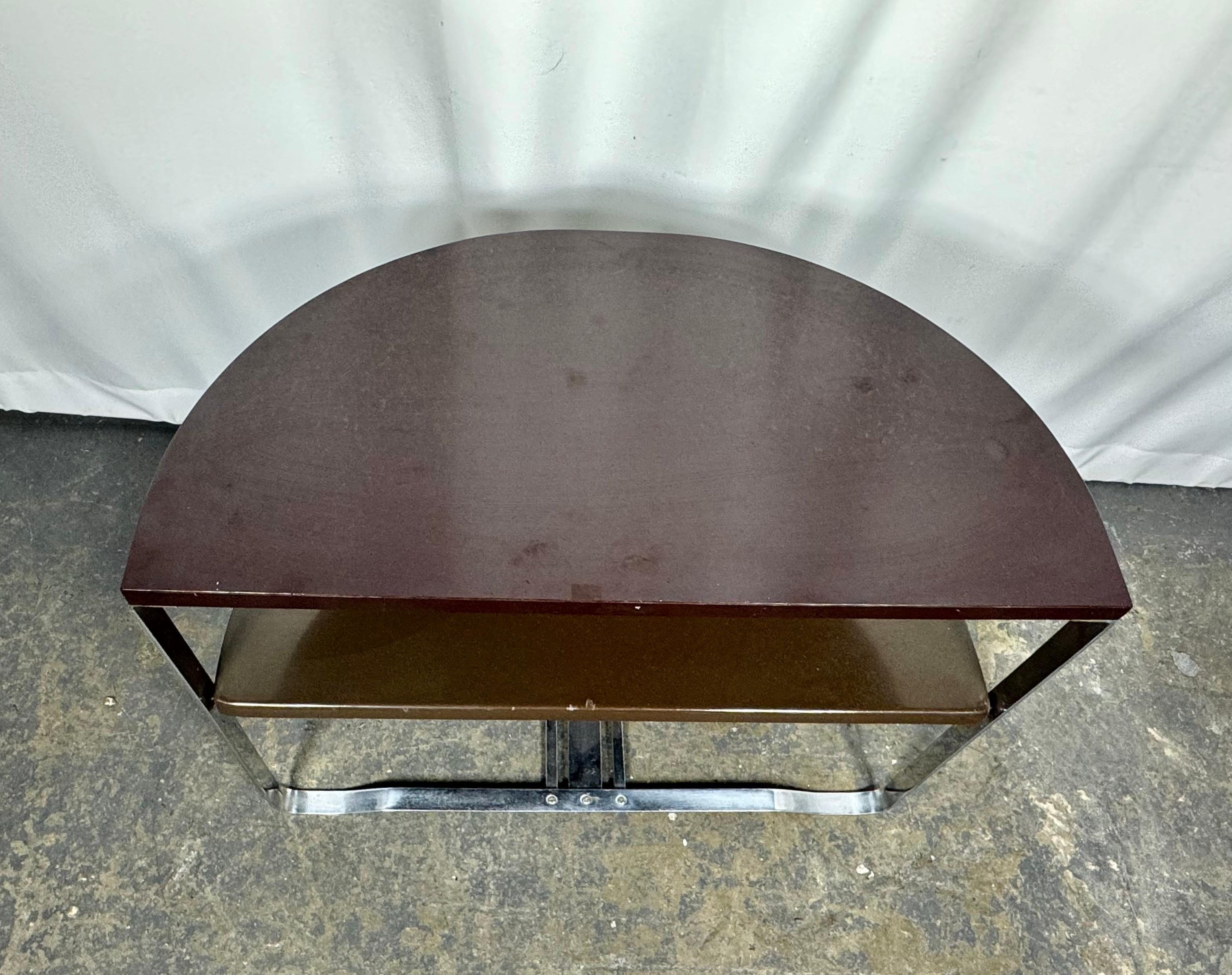 American Art Deco Demilune Chrome and Lacquer Table by Salvatore Bevelaqua for Mckay