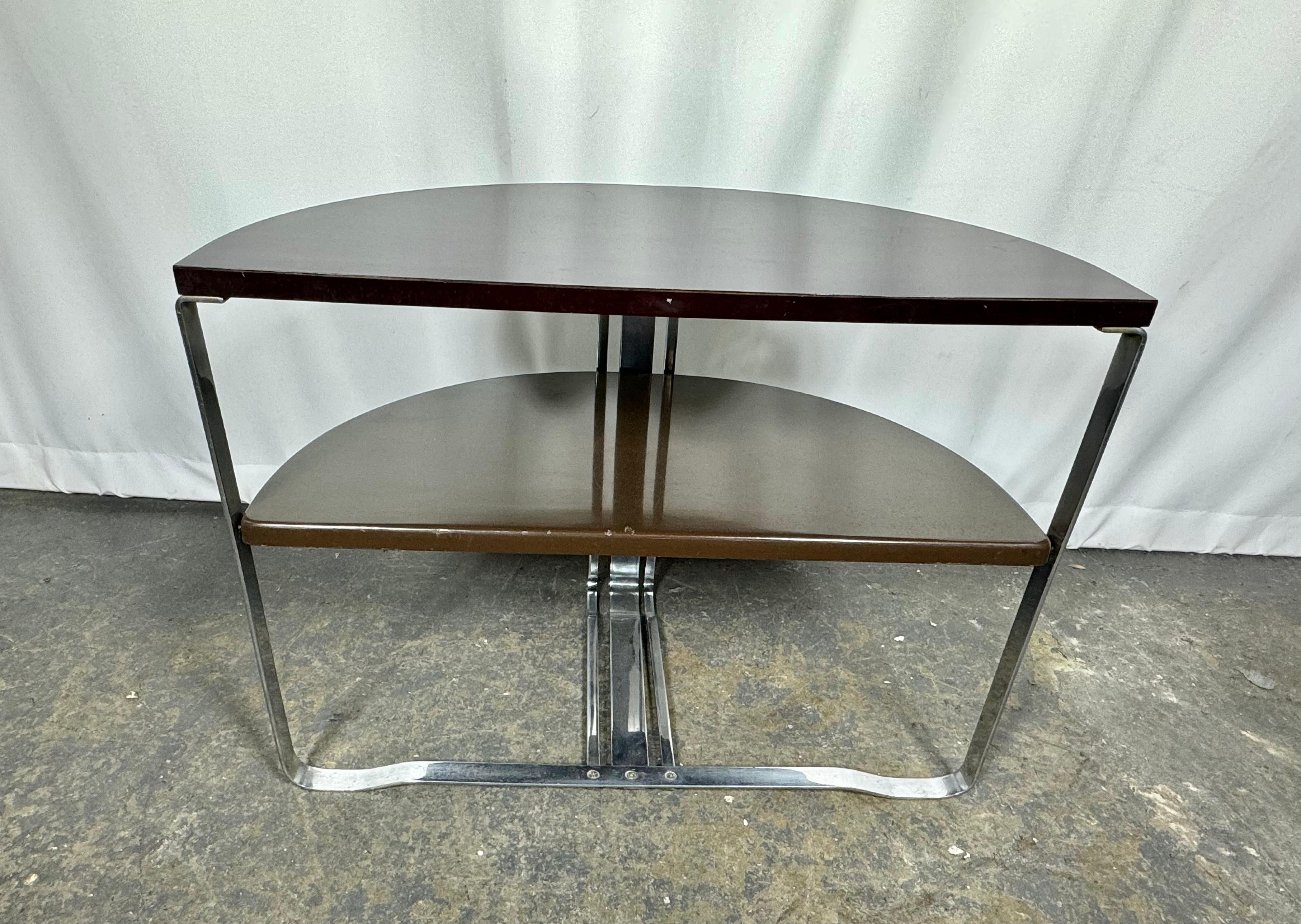 Lacquered Art Deco Demilune Chrome and Lacquer Table by Salvatore Bevelaqua for Mckay