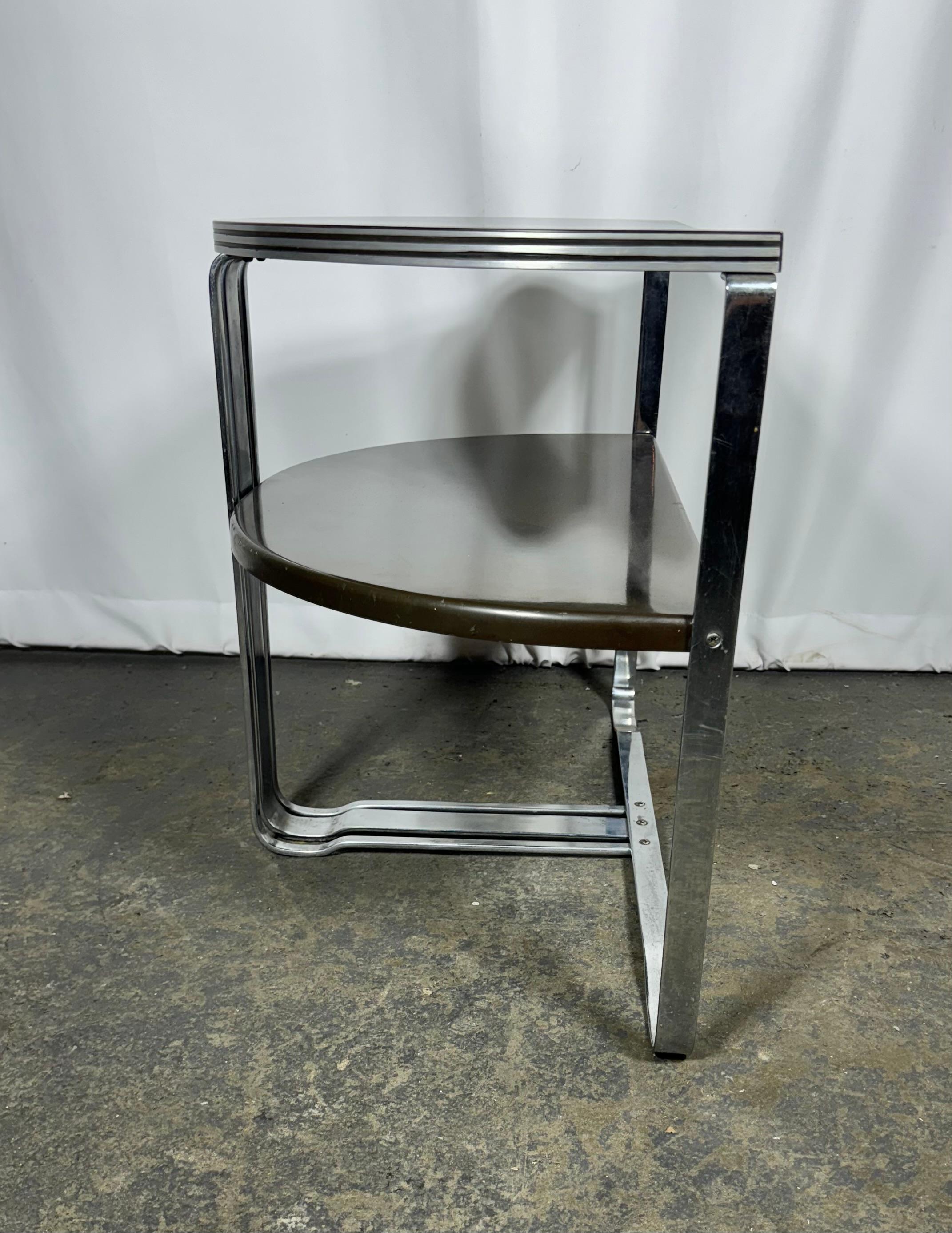 Art Deco Demilune Chrome and Lacquer Table by Salvatore Bevelaqua for Mckay In Good Condition In Buffalo, NY
