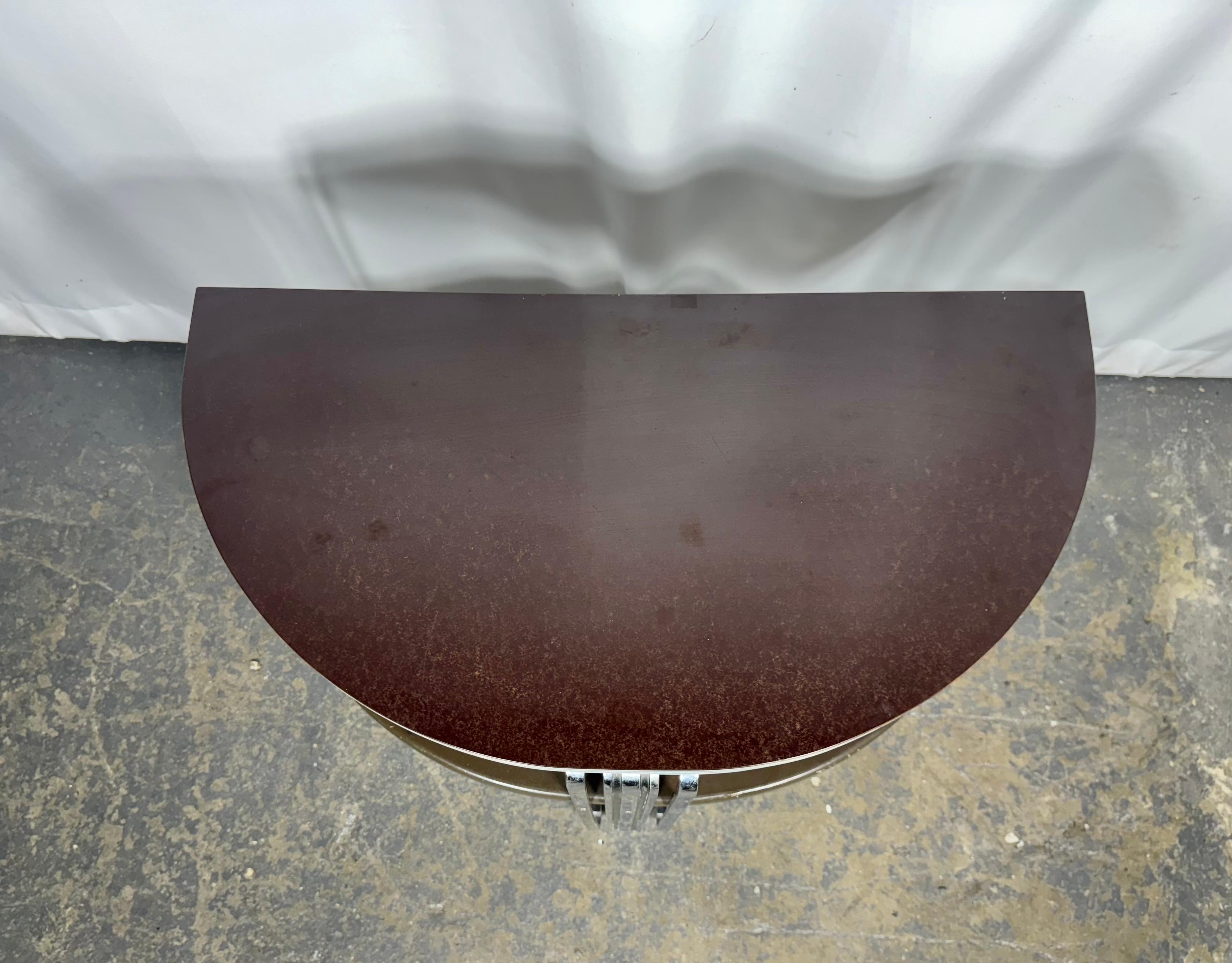 Art Deco Demilune Chrome and Lacquer Table by Salvatore Bevelaqua for Mckay 1