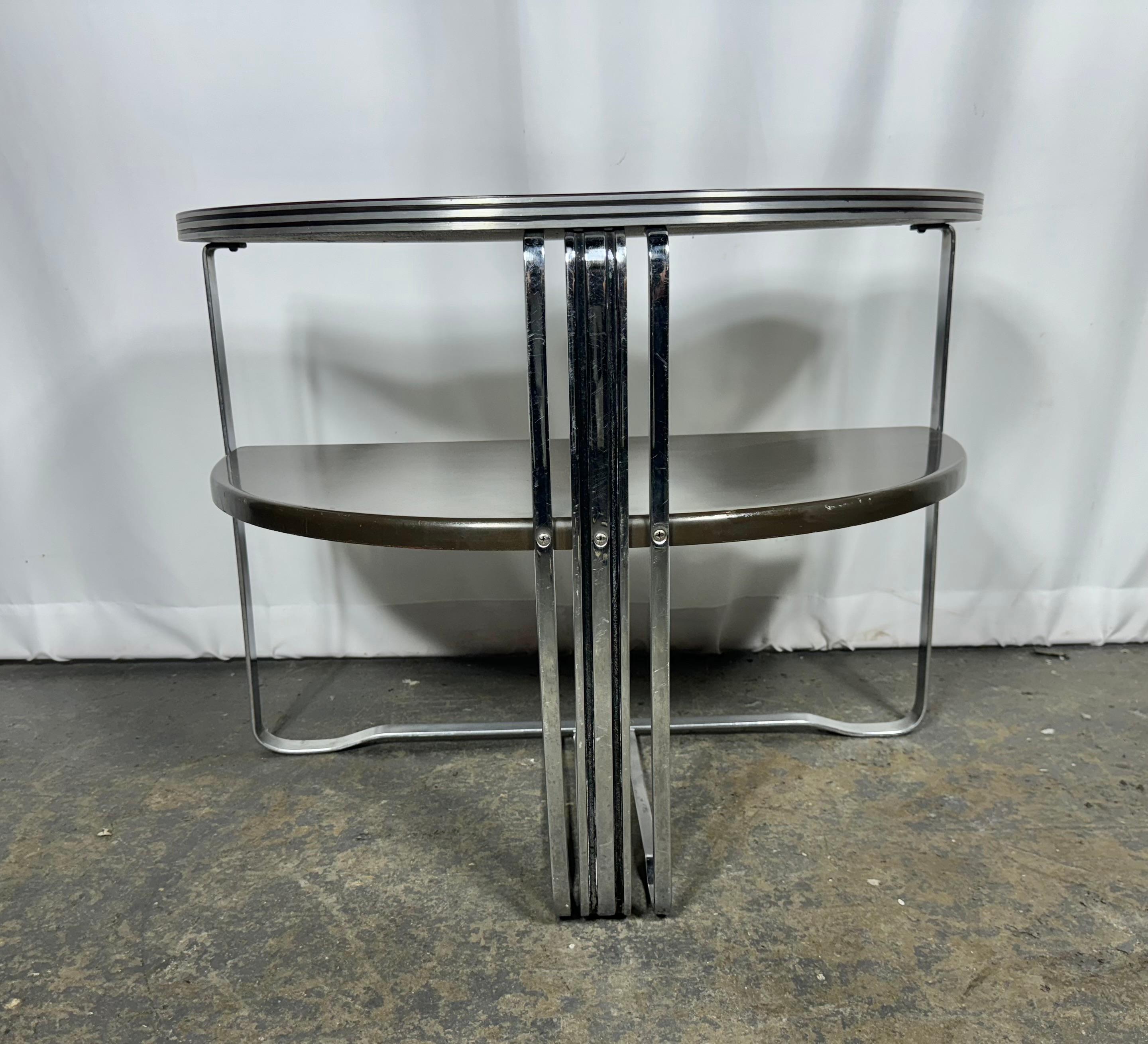 Art Deco Demilune Chrome and Lacquer Table by Salvatore Bevelaqua for Mckay 2