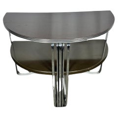  Art Deco Demilune Chrome and Lacquer Table by Salvatore Bevelaqua for Mckay