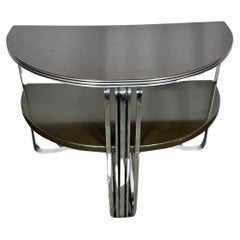 Art Deco Demilune Chrome and Lacquer Table by Salvatore Bevelaqua for Mckay