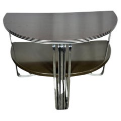 Vintage  Art Deco Demilune Chrome and Lacquer Table by Salvatore Bevelaqua for Mckay