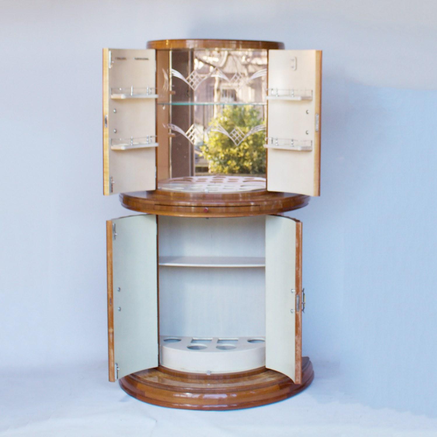 Art Deco Demilune Cocktail Cabinet by Harry & Lou Epstein English, circa 1930 2