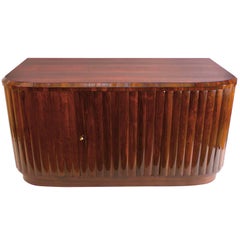 Art Deco Demilune Desk in Rosewood with Fluted Details