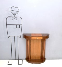 Art Deco Demilune Mahogany and Cherrywood Console Table, Italy, 1950s