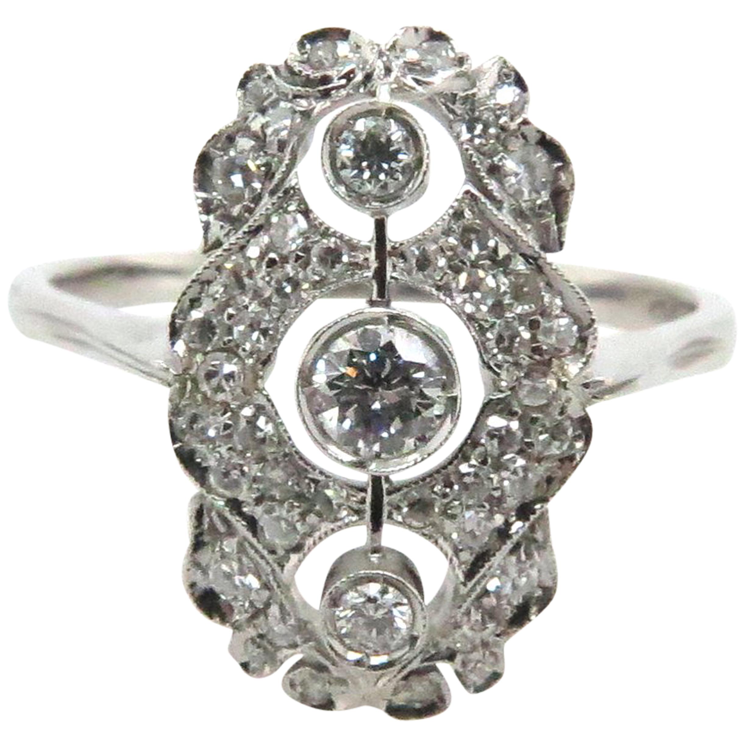 Art Deco Design 0.68 Carat Diamond Ring For Sale