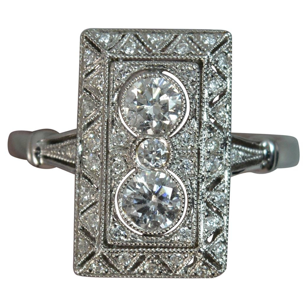 Art Deco Style Design 18 Carat White Gold Diamond Panel Cluster Ring