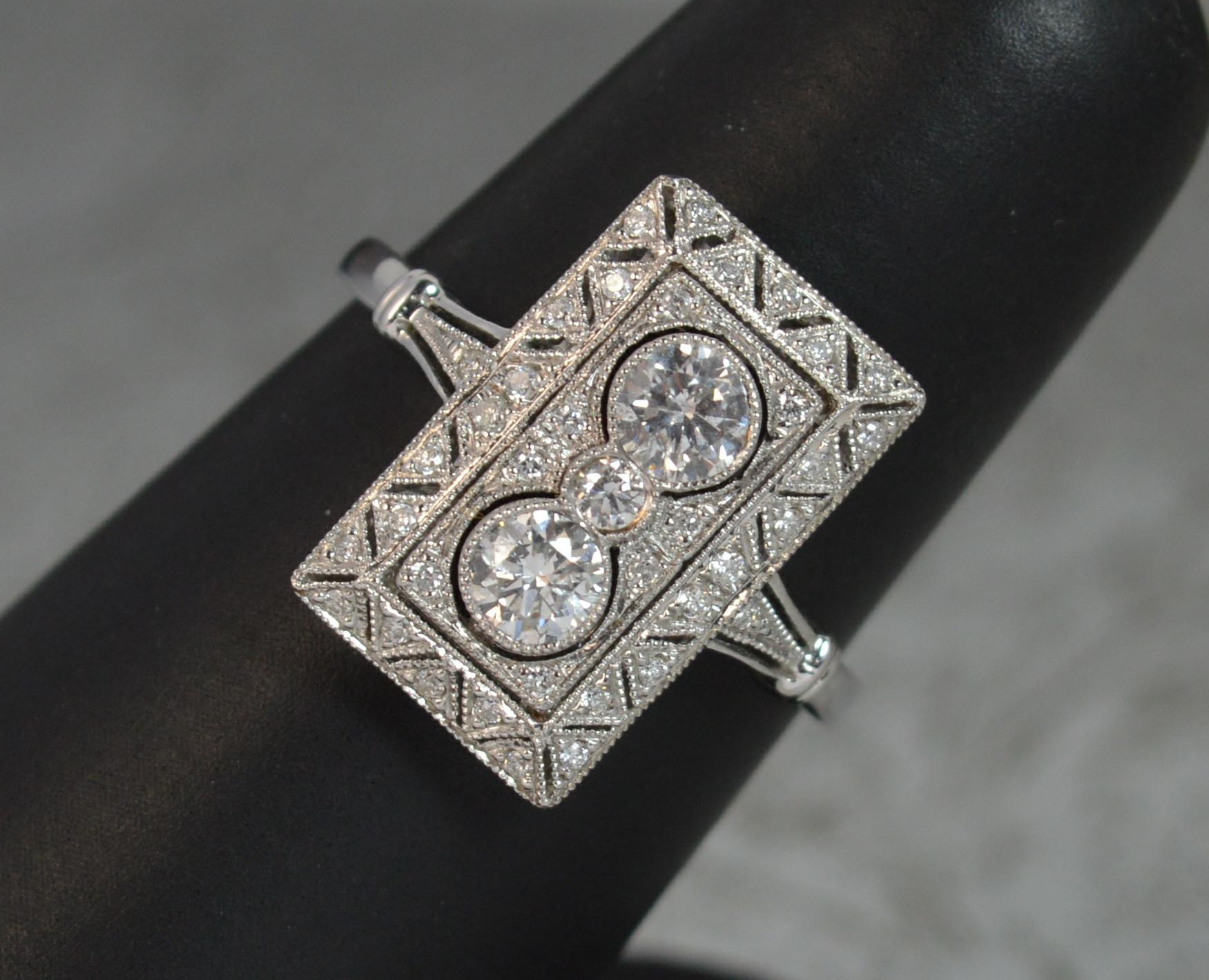 Art Deco Style Design 18 Carat White Gold Diamond Panel Cluster Ring 7