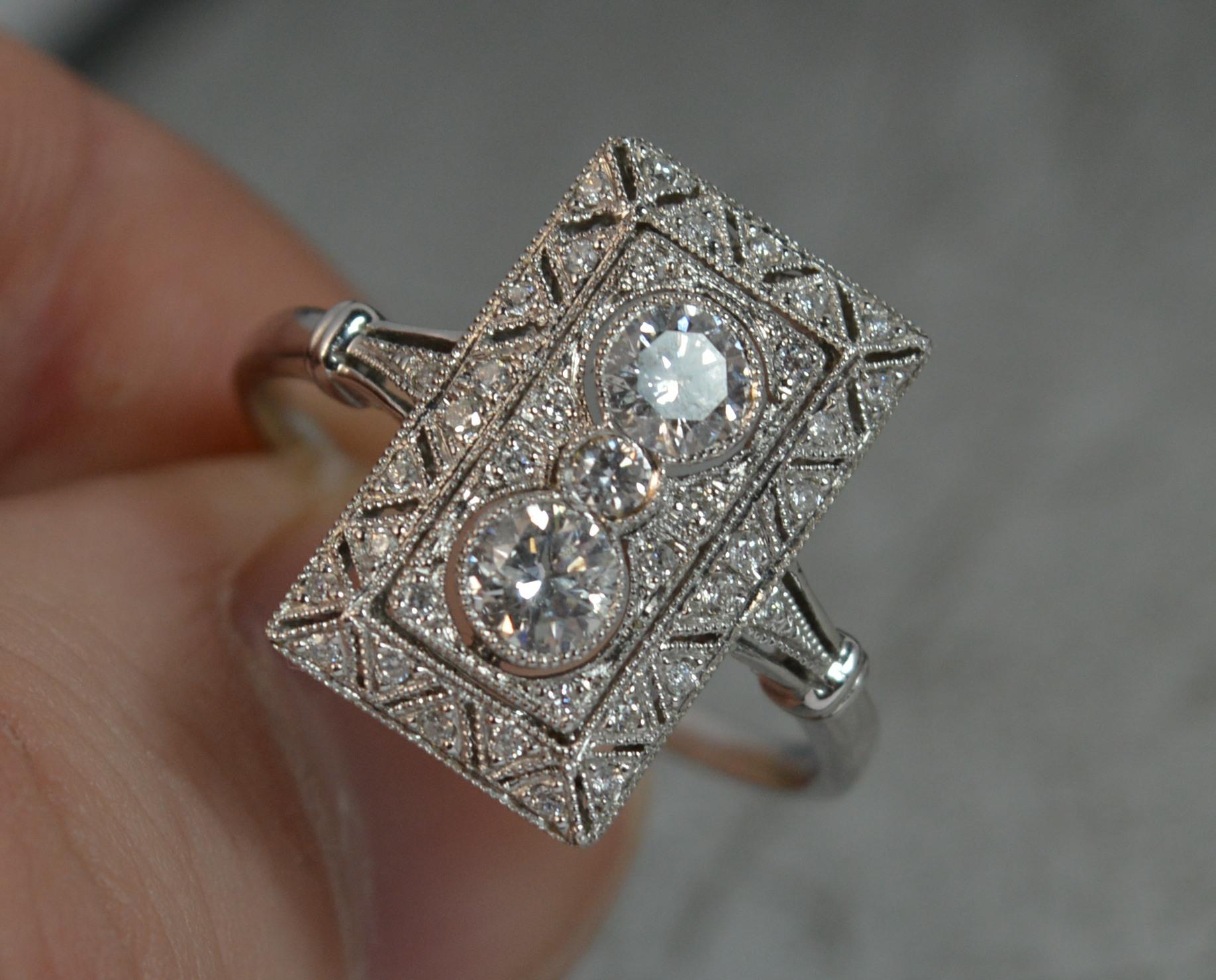 Art Deco Style Design 18 Carat White Gold Diamond Panel Cluster Ring 3