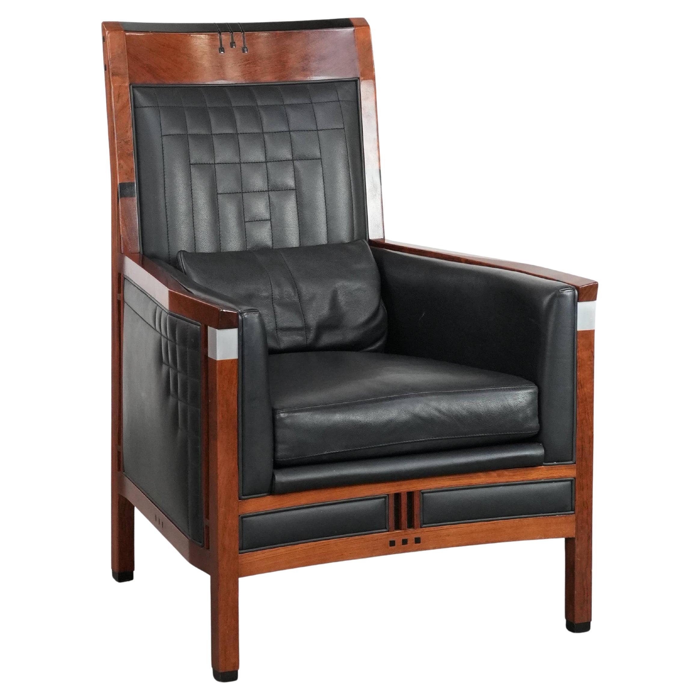 Art Deco design armchair with black leather