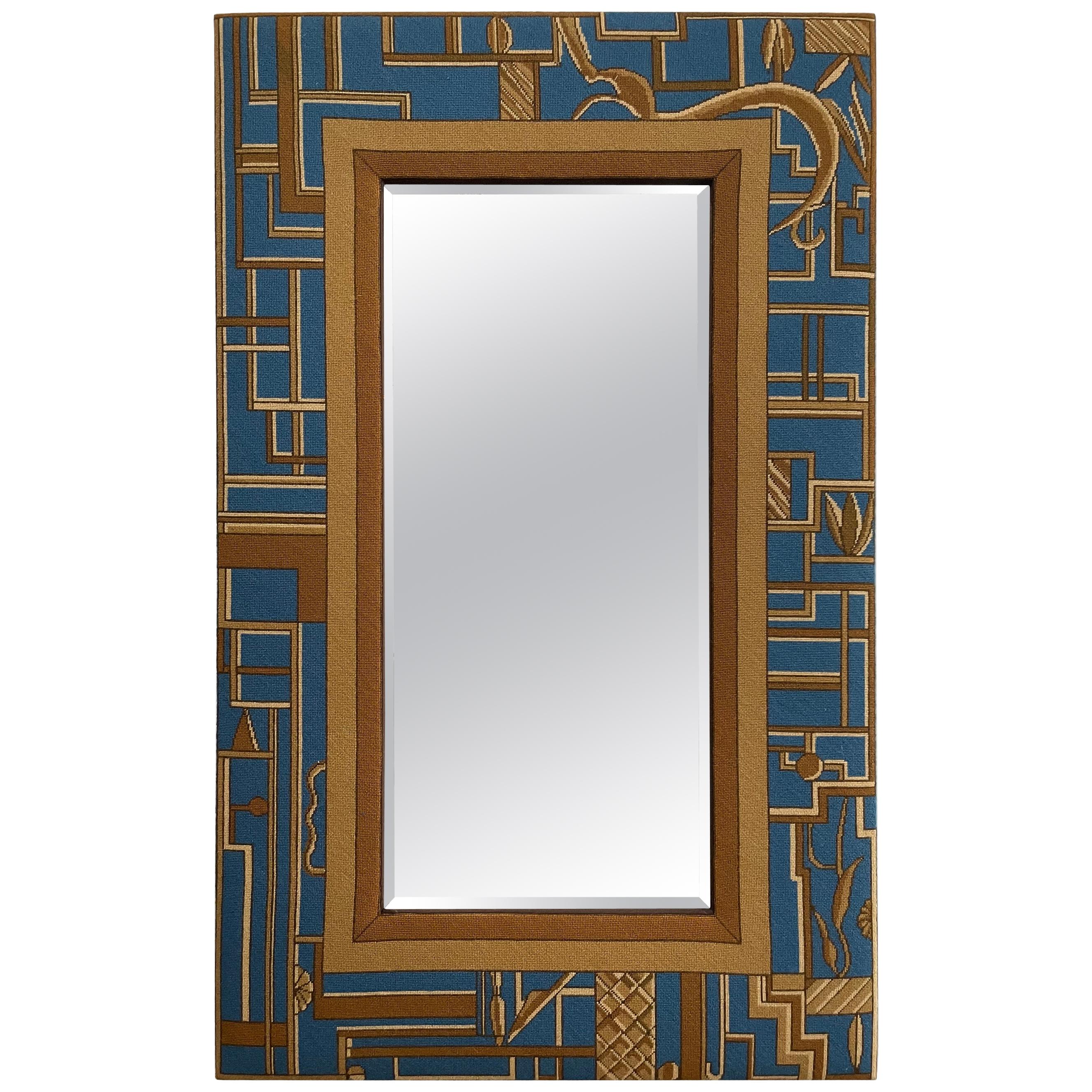 Art Deco Design Artisan Needlepoint Framed Large Mirror
