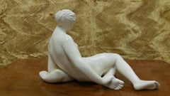 Art Deco Design Ceramic Sculpture Nude Sitting Woman, 1940s