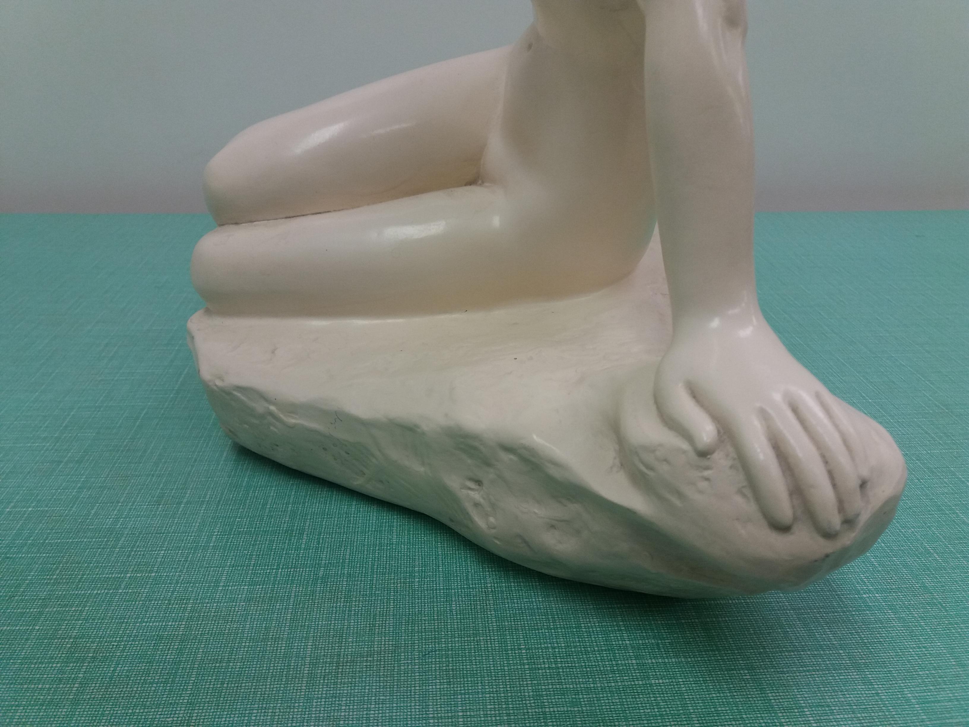 Art Deco Design Ceramic Sculpture Nude Sitting Woman, 1940s 2