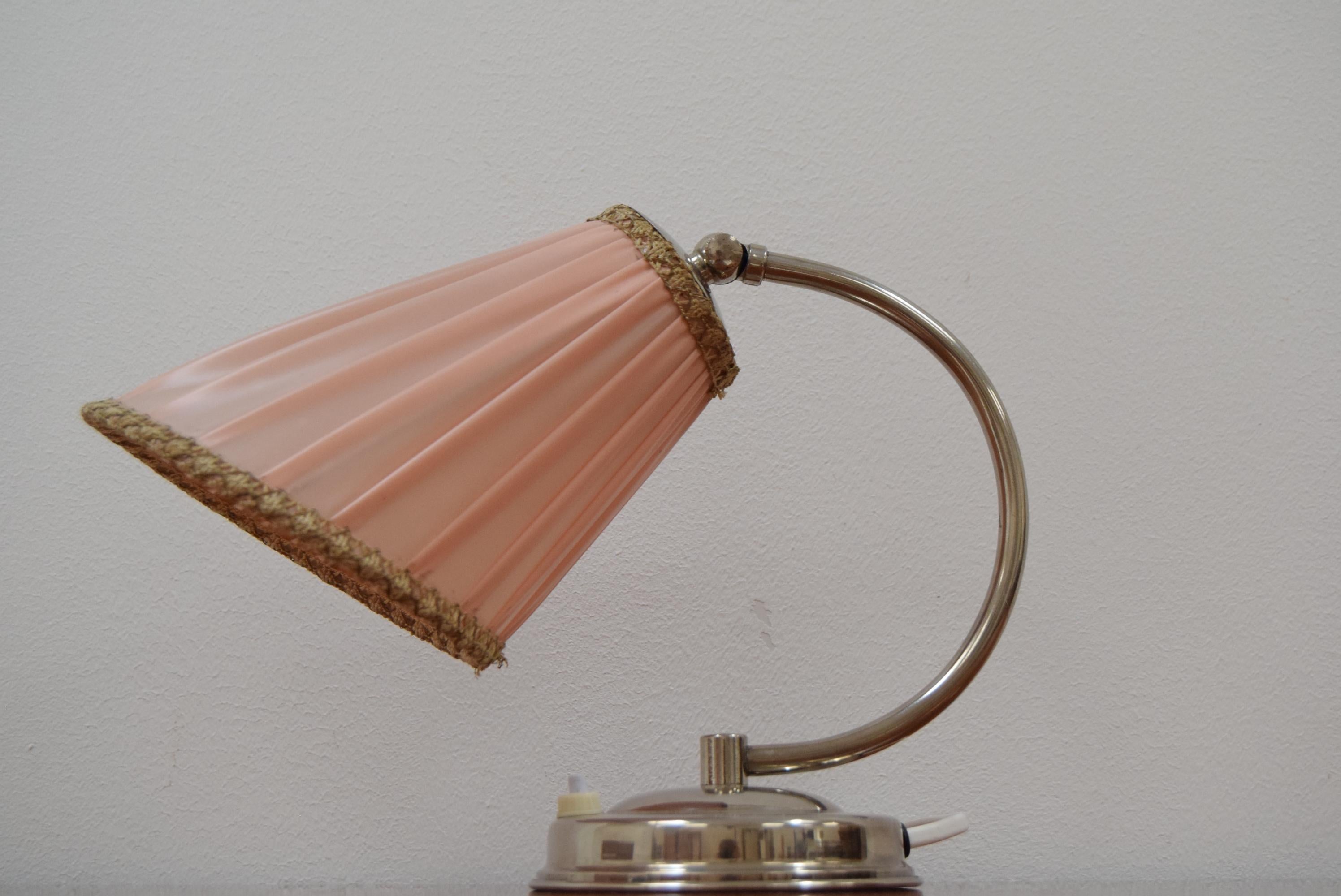 Czech Art Deco Design Chrome Table Lamp, 1930's For Sale