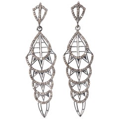 Art Deco Design Diamond Dangle Earrings