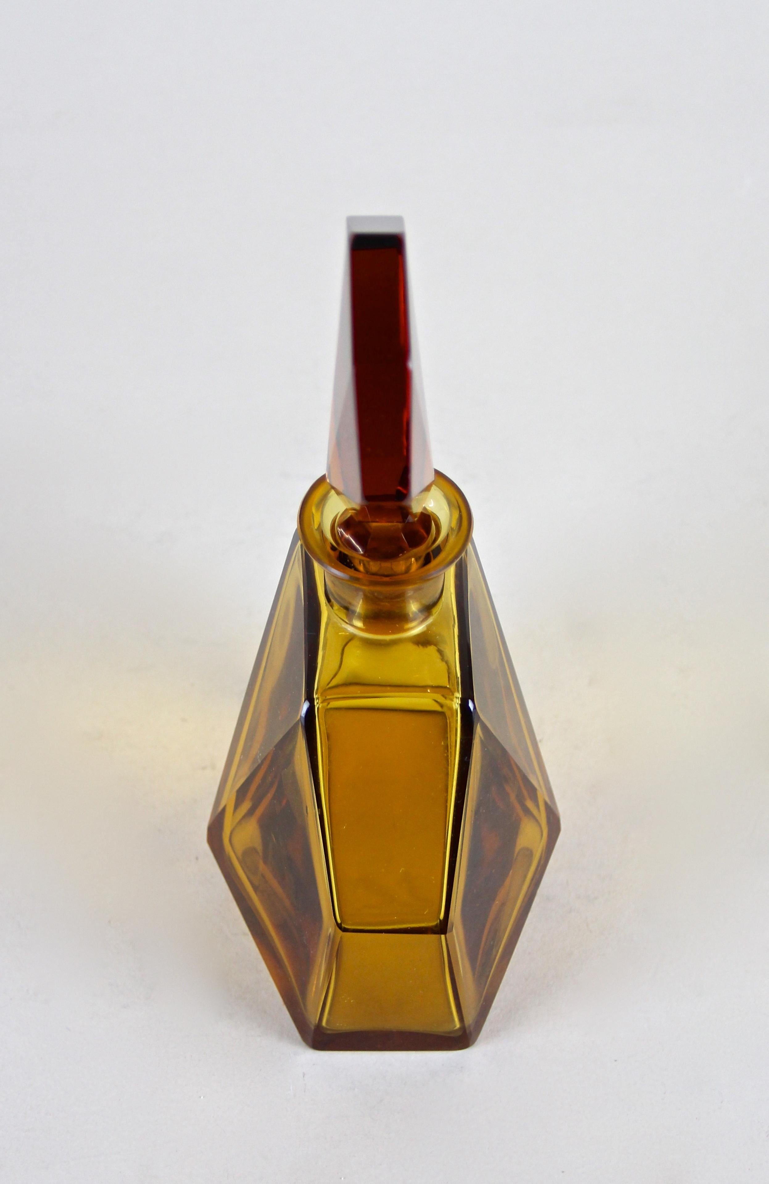 Art Deco Design Glass Liquor Set Amber-Colored, CZ, circa 1925 9