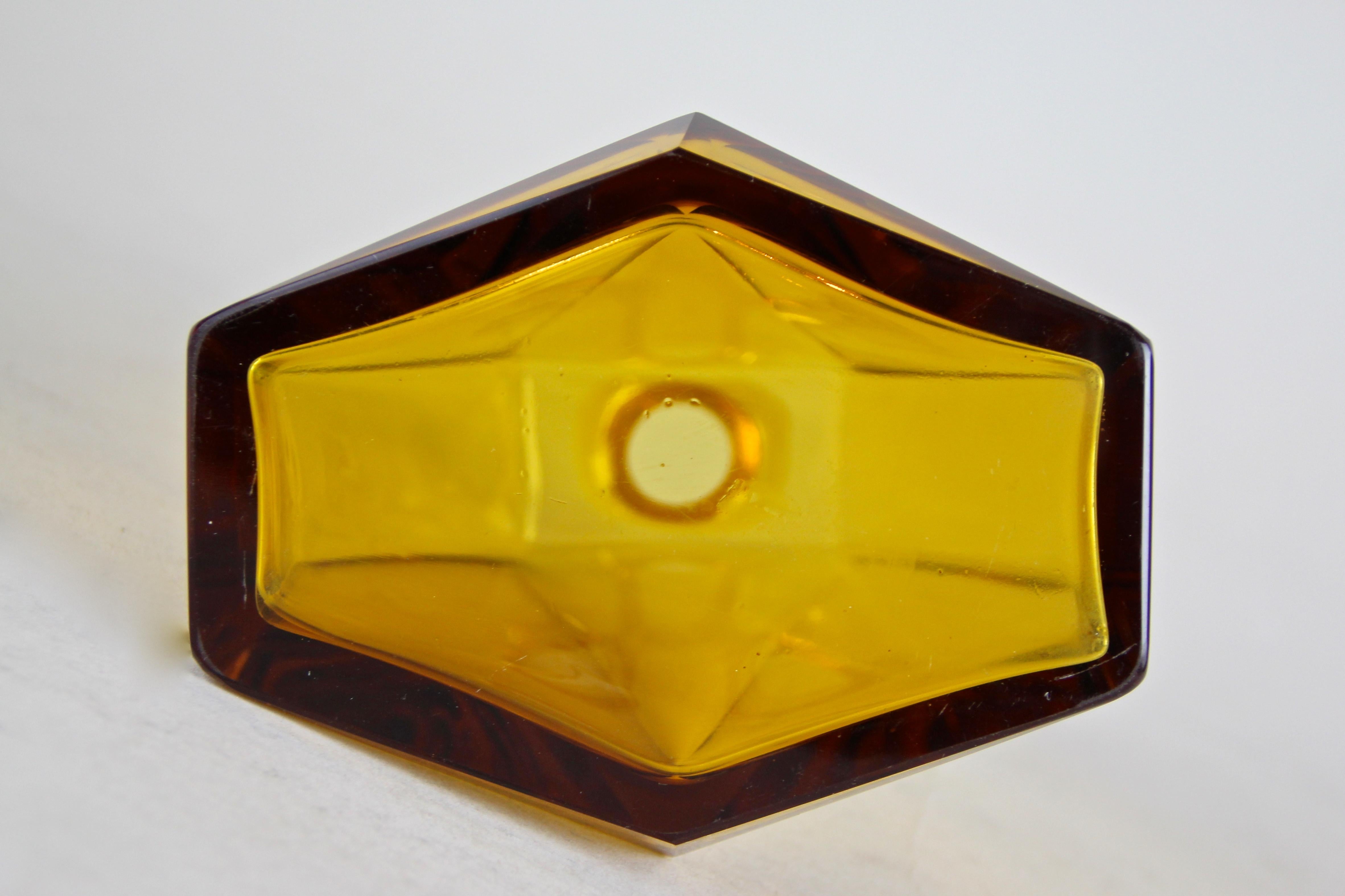 Art Deco Design Glass Liquor Set Amber-Colored, CZ, circa 1925 12
