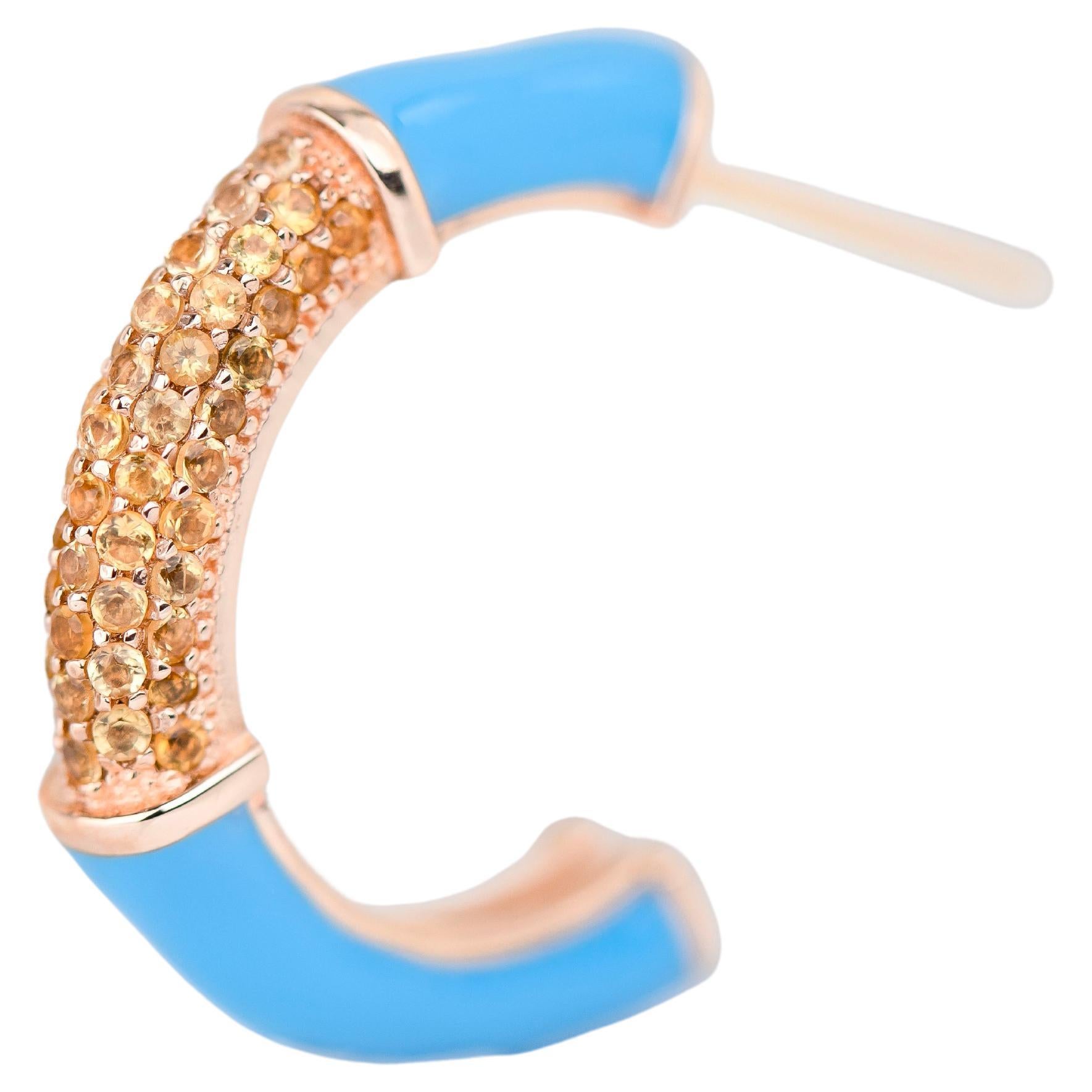 Gold-Ohrring im Art-Déco-Stil mit Citrinstein und Bumble-Farben-Ohrring im Angebot