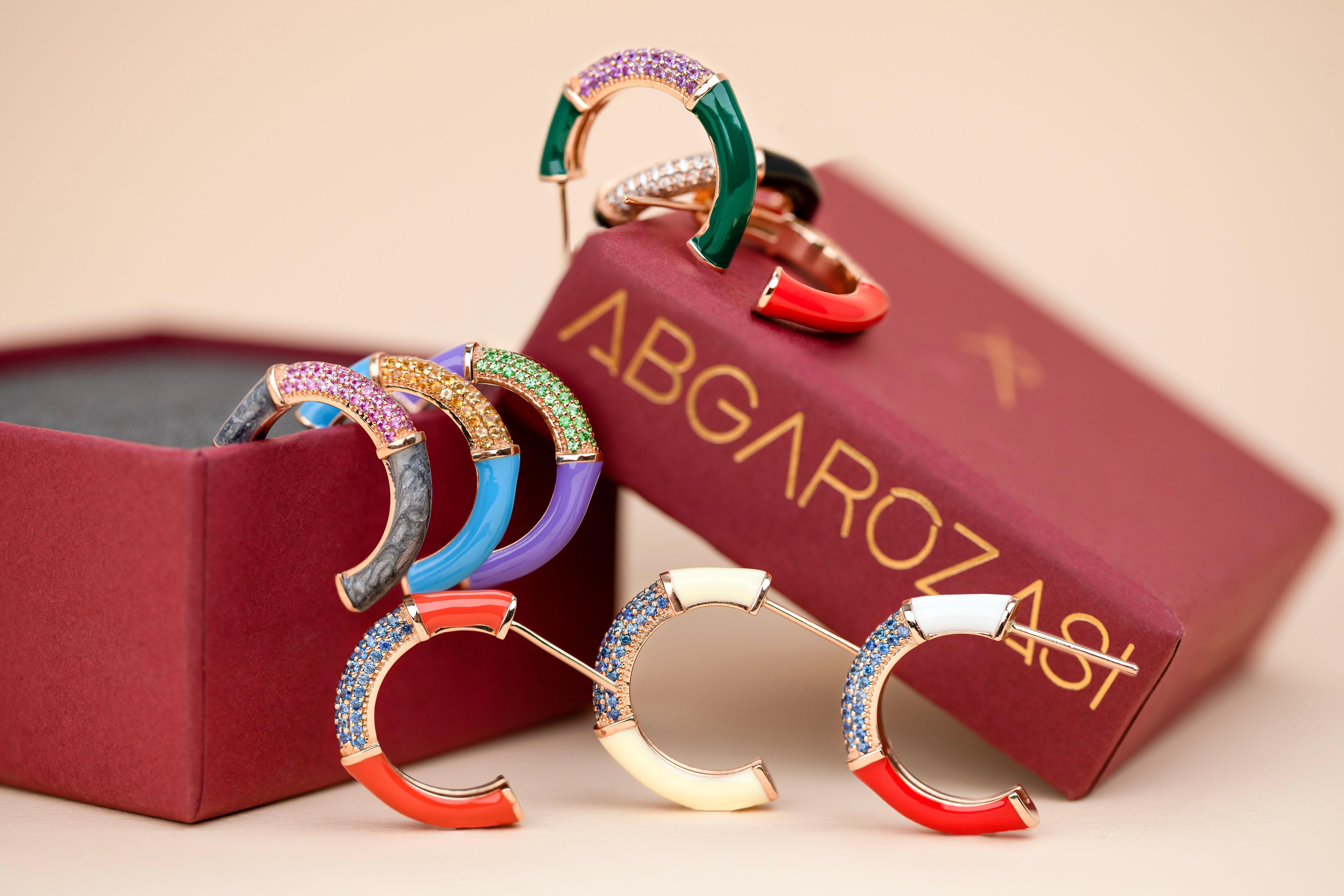 Gold-Ohrring im Art-Déco-Stil mit Diamantstein, Bumble-Farben-Ohrring für Damen oder Herren im Angebot