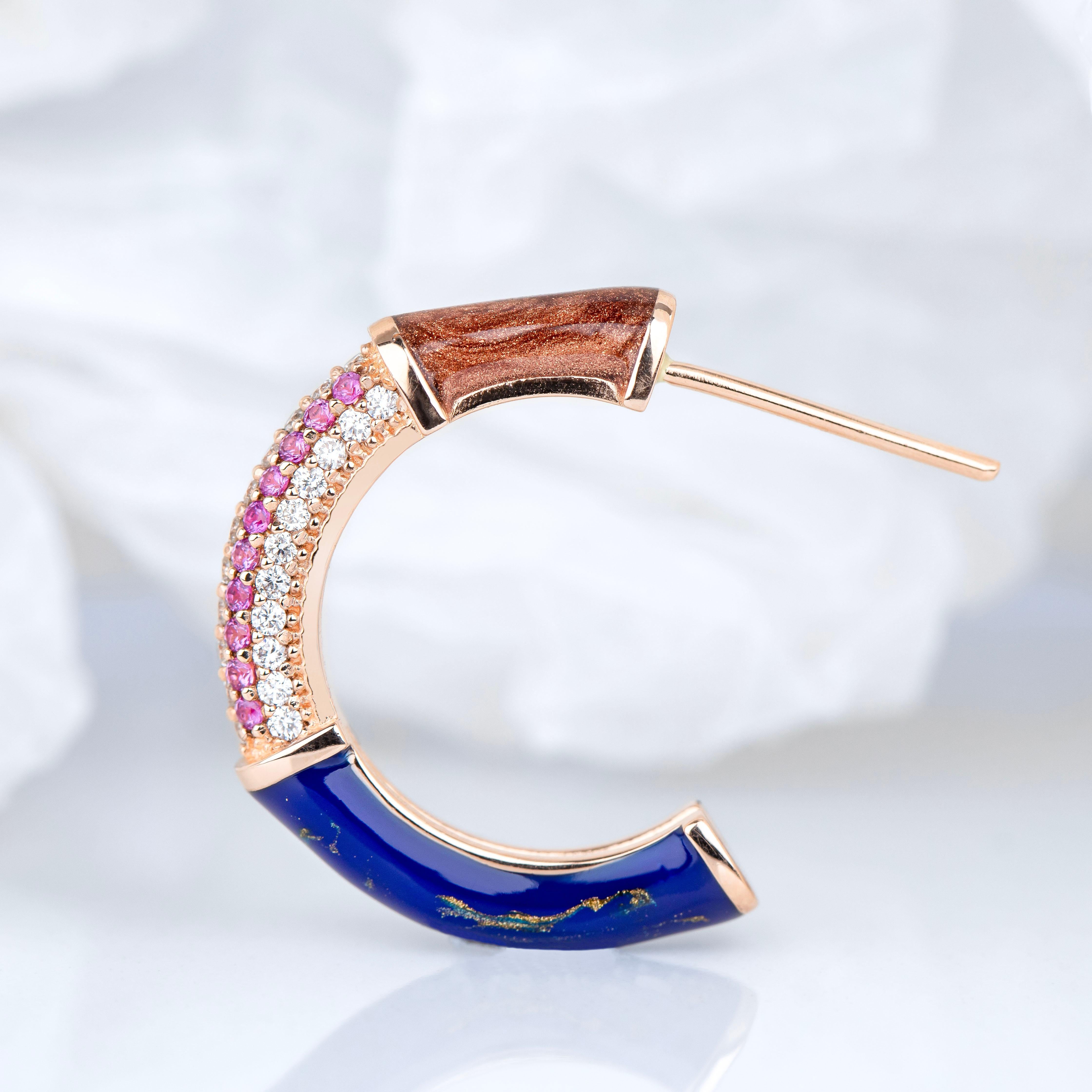 Art Deco Style Gold Earring with Pink Sapphire and Diamond Stone, Bumble Colors Earring

This ring was made with quality materials and excellent handwork. I guarantee the quality assurance of my handwork and materials. It is vital for me that you
