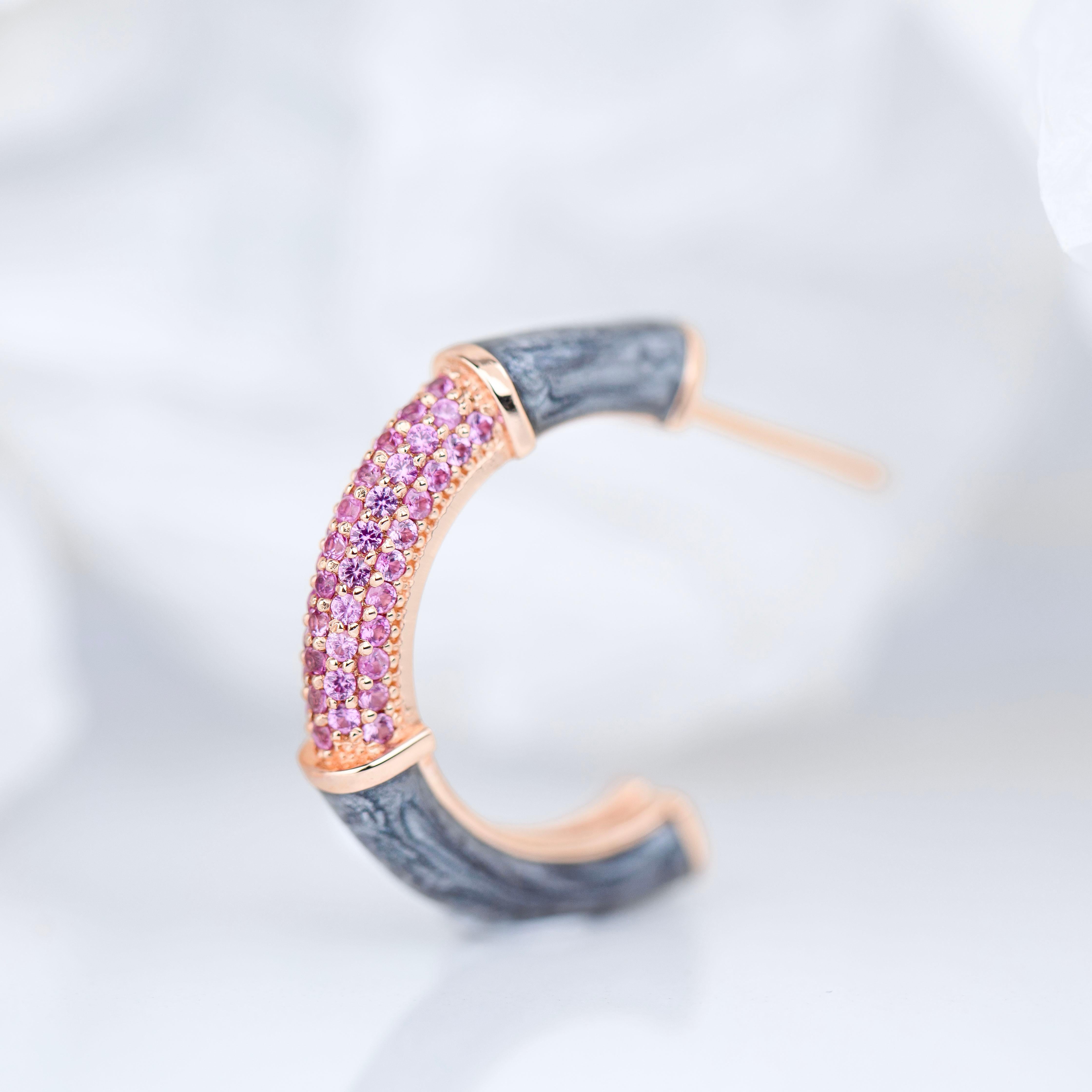 Gold-Ohrring im Art-Déco-Stil mit rosa Saphirstein und Bumble-Farben-Ohrring (Art déco) im Angebot