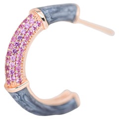 Gold-Ohrring im Art-Déco-Stil mit rosa Saphirstein und Bumble-Farben-Ohrring