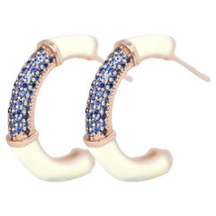 Art Deco Design Gold Earring with Sapphire Stone, Bumble Colors Earring