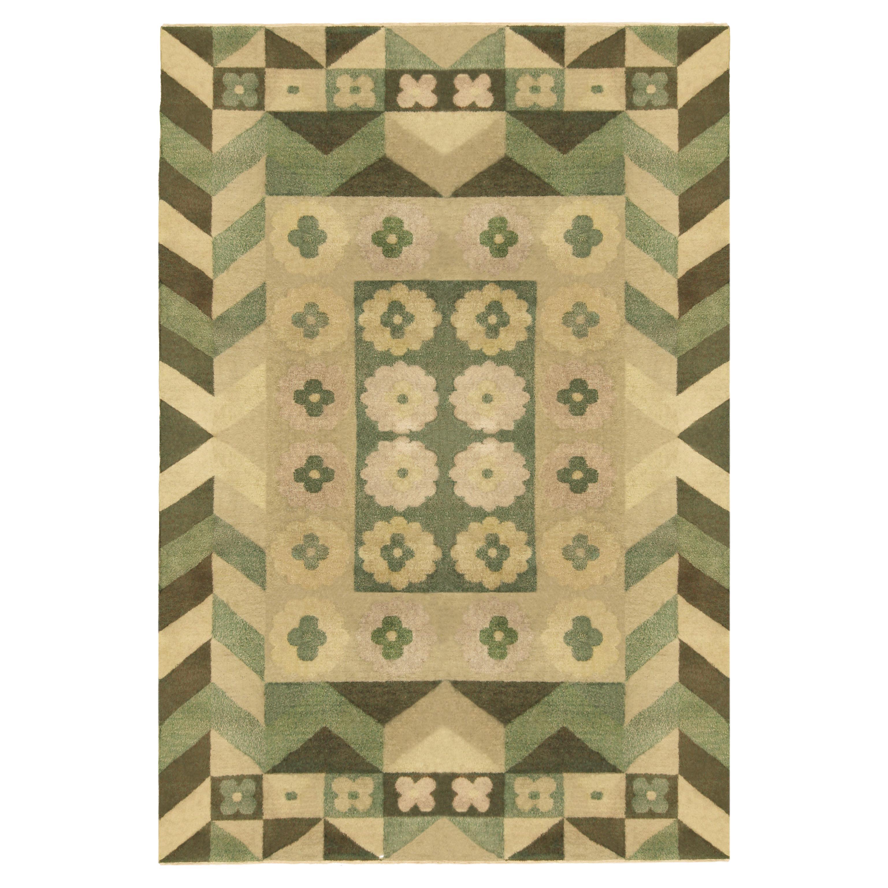 Doris Leslie Blau Collection Art Deco Design Green Handmade Wool Carpet