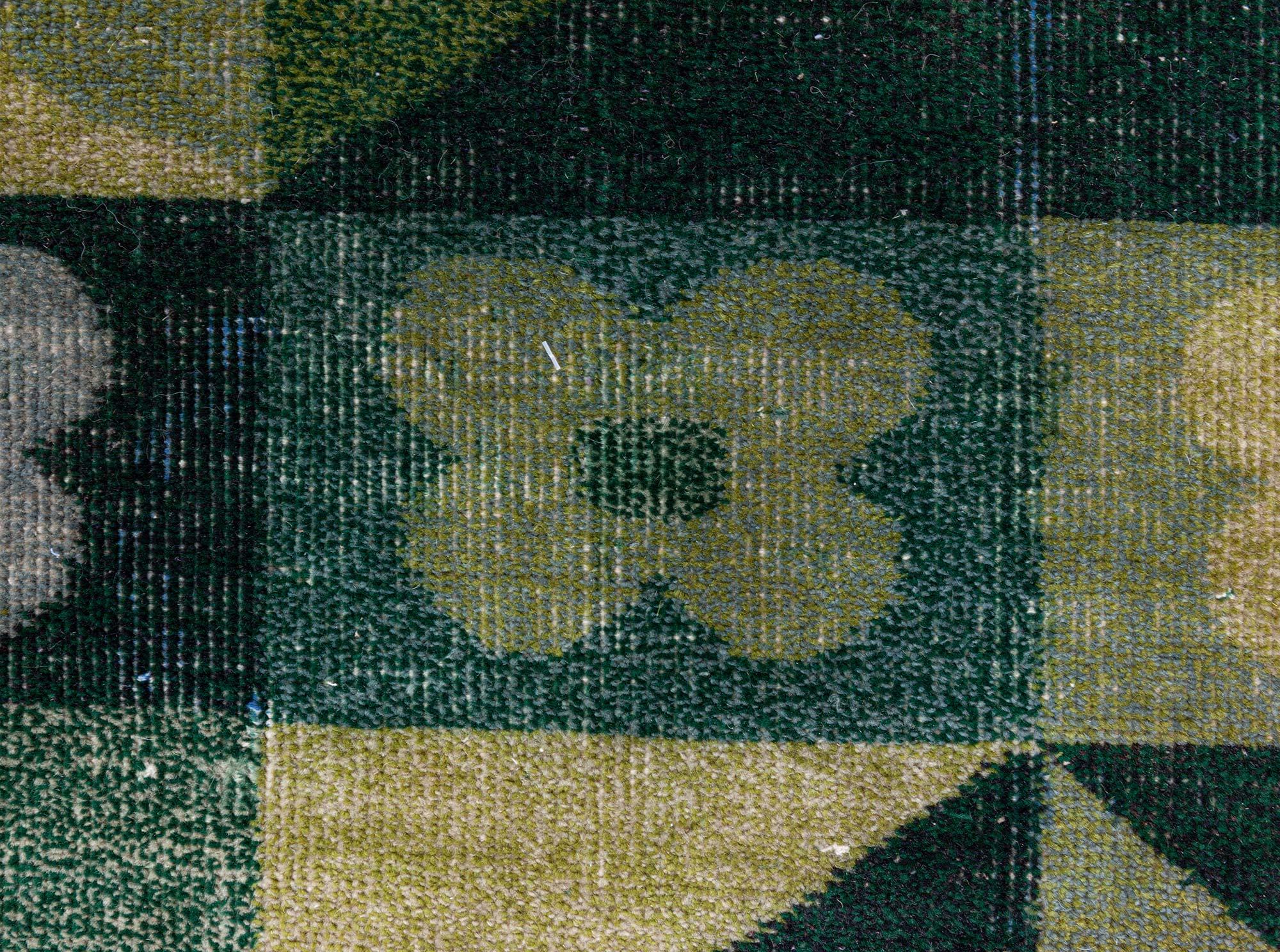 Tapis vintage européen Art Deco vert
Taille : 6'10
