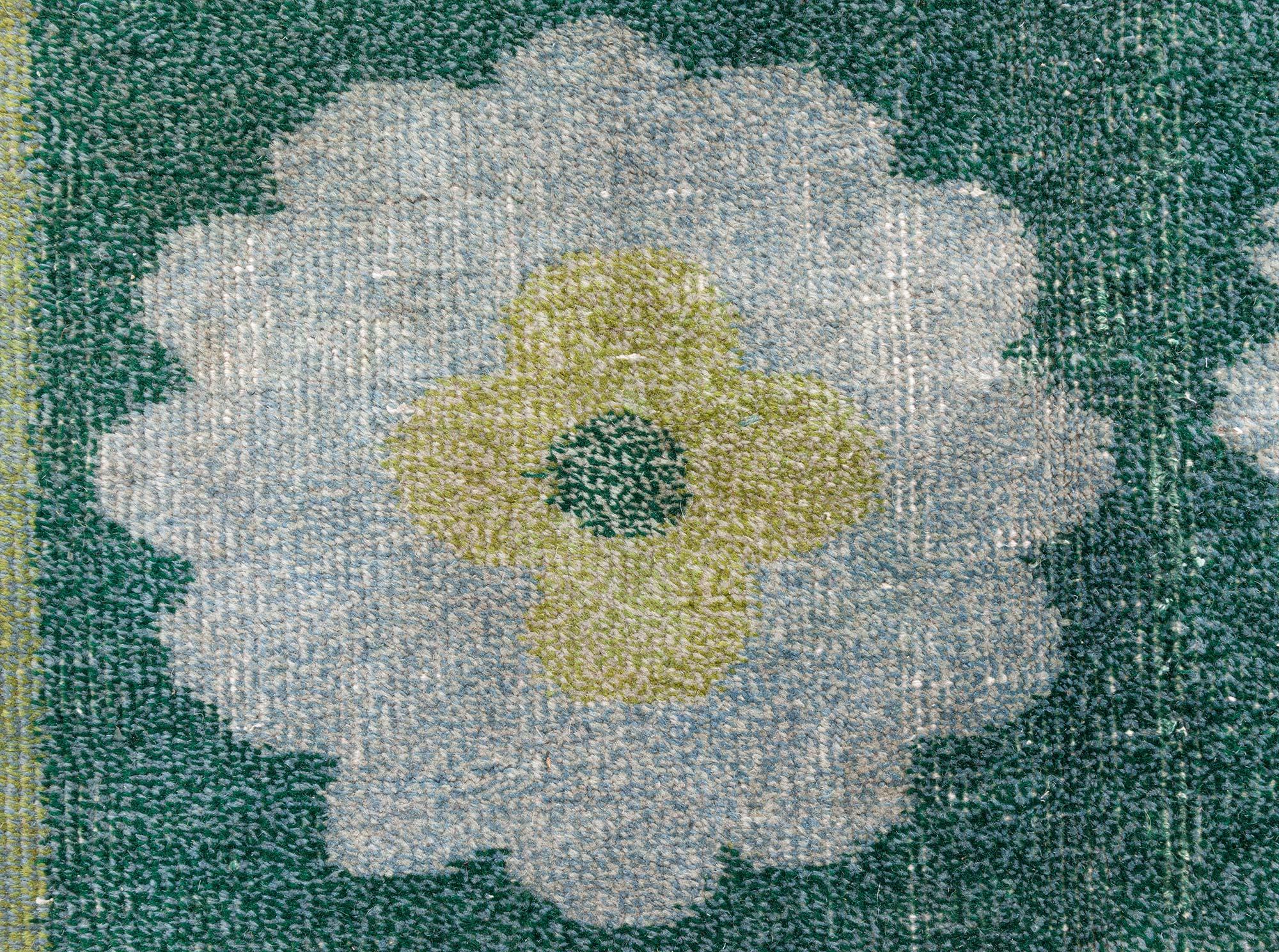 Art Deco Design Green Handmade Wool Rug Doris Leslie Blau In Good Condition For Sale In New York, NY