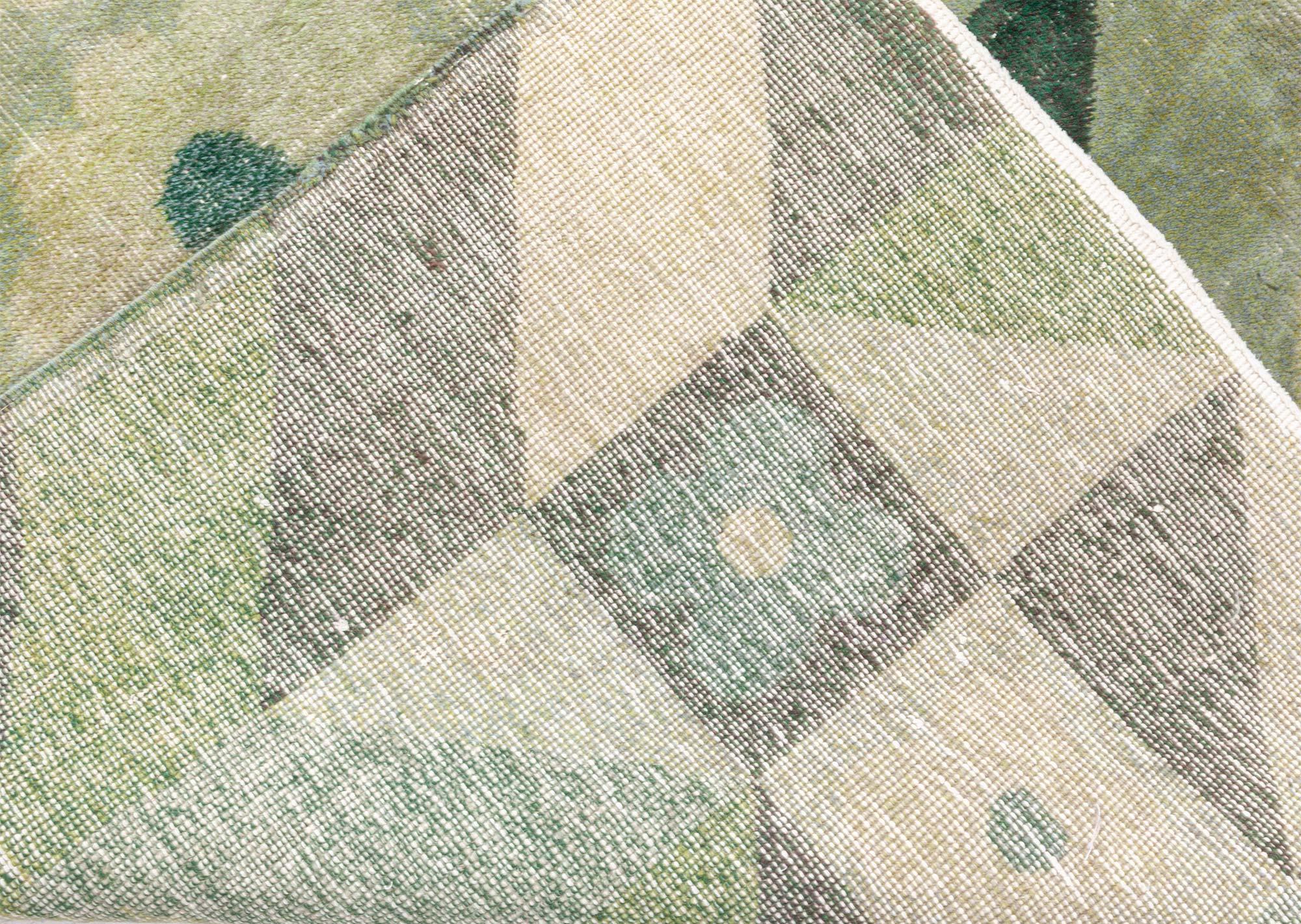 Art Deco Design Green Handmade Wool Rug Doris Leslie Blau For Sale 3