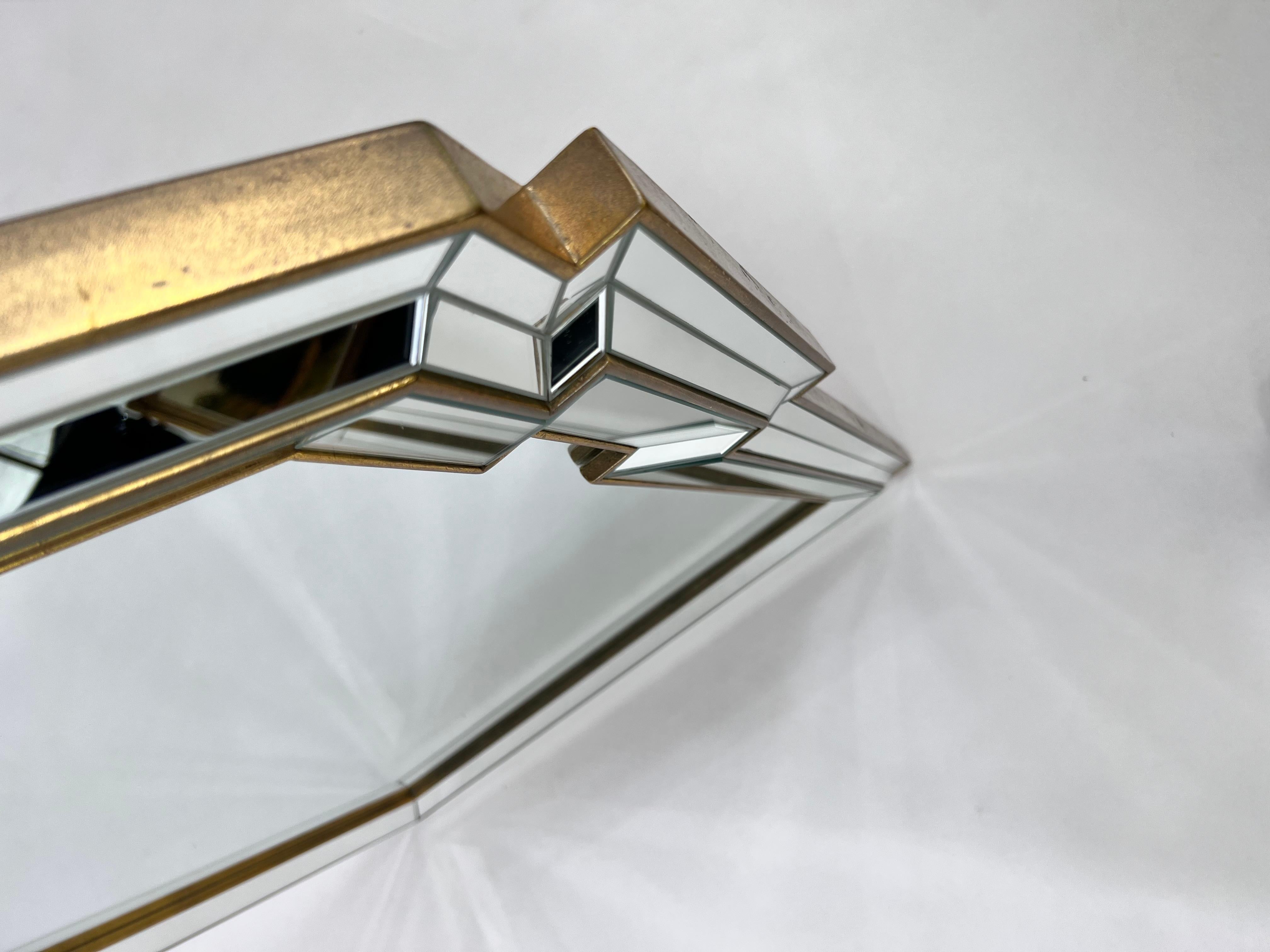 Art Deco Design Hochwertiger vergoldeter Glasperlen- und Facettenspiegel im Angebot 1