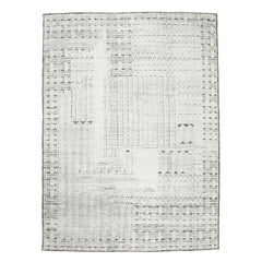 Art Deco Design Ivory/Graphite Textured Wool Ivan Rug