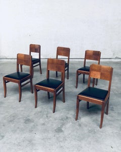Art Deco Design Oak & Skai Dining Chair Set, France, 1930's