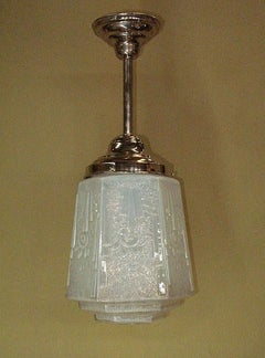 Art Deco Design on Ice Blue Globe Late 1920s