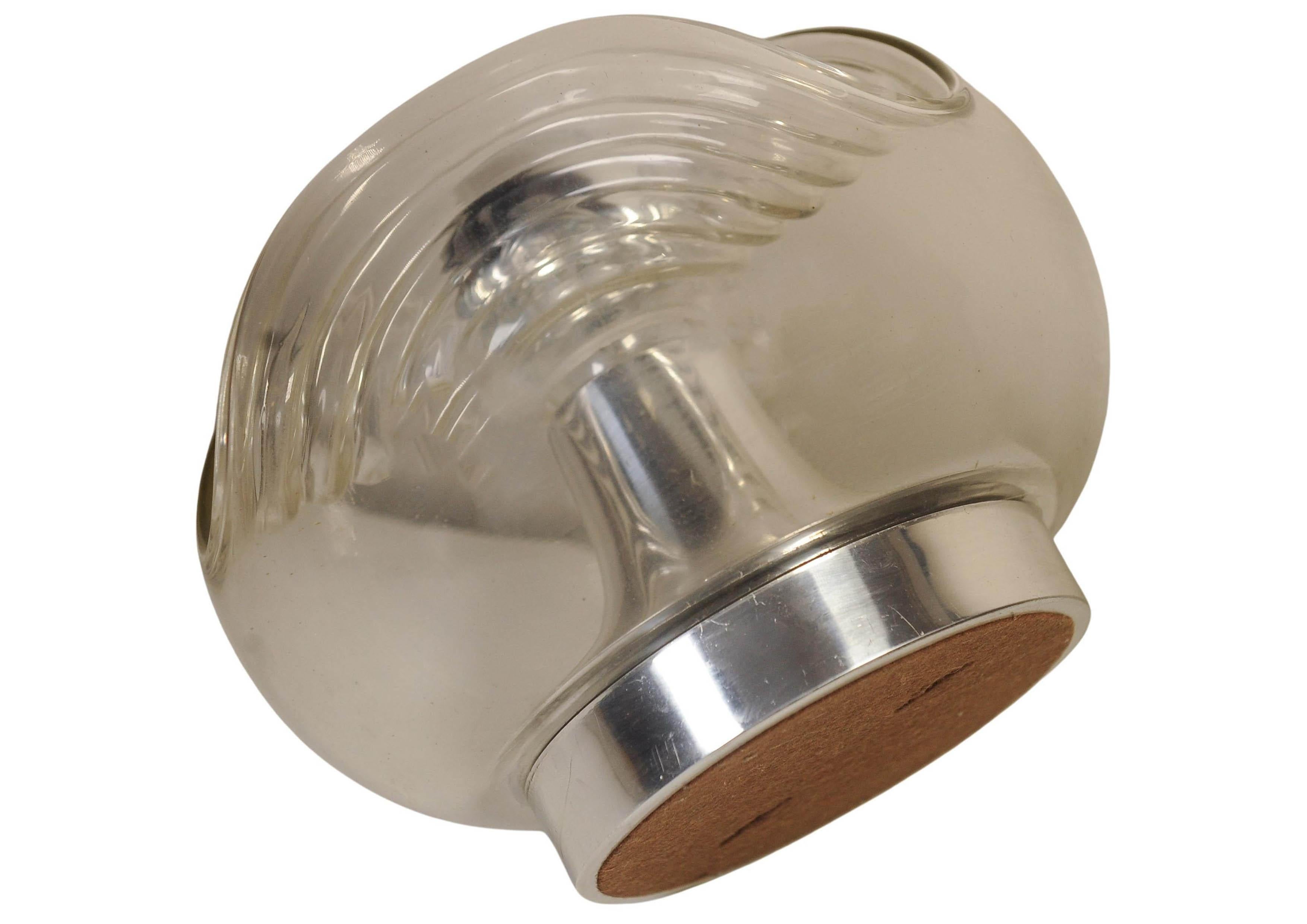 Art Deco Design Organic Moulded Glass & Chrome Tischlampe von Mégal AG Swiss (20. Jahrhundert) im Angebot