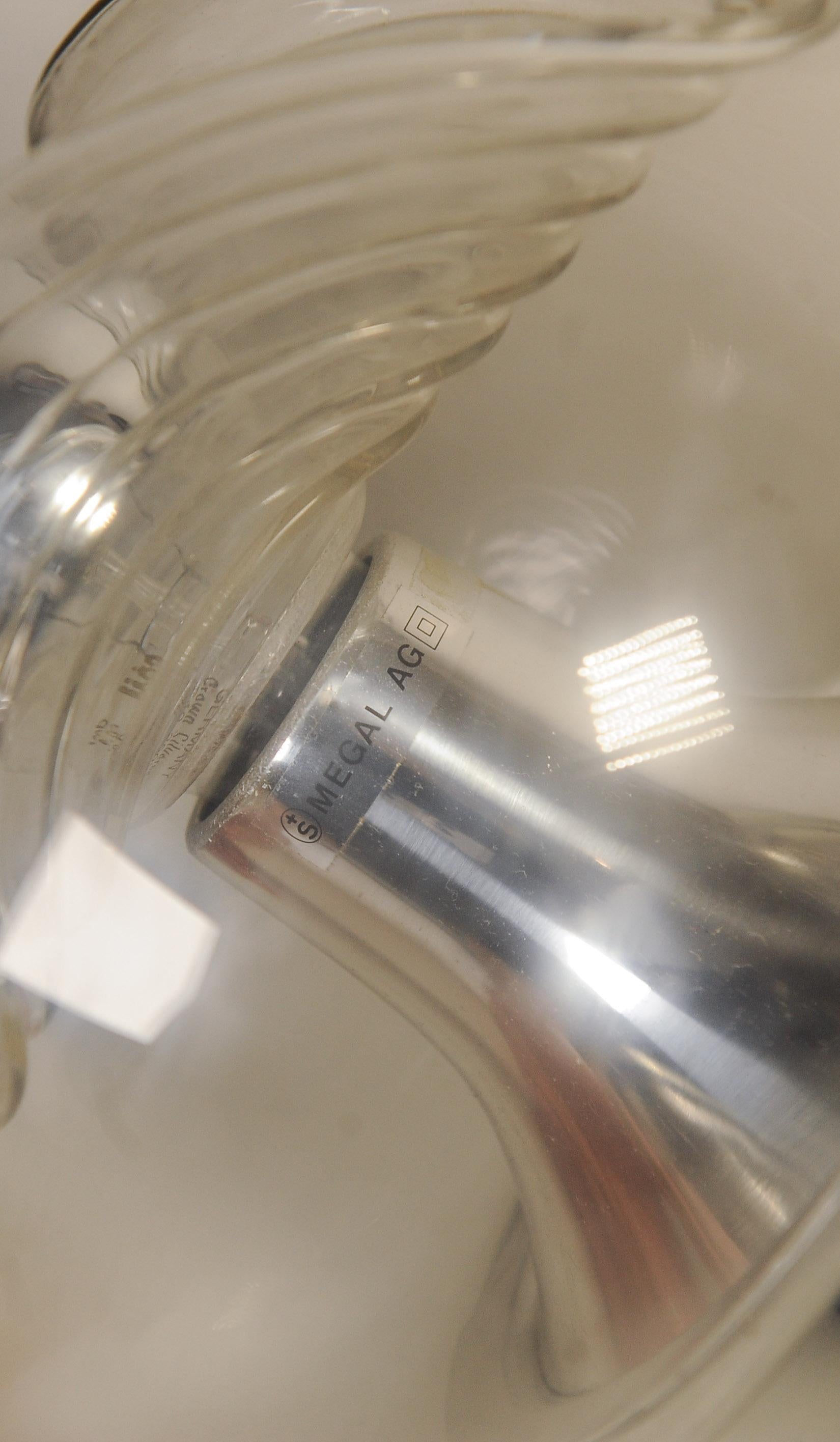 Art Deco Design Organic Moulded Glass & Chrome Tischlampe von Mégal AG Swiss im Angebot 1