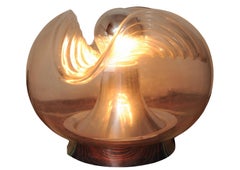 Art Deco Design Organic Moulded Glass & Chrome Tischlampe von Mégal AG Swiss