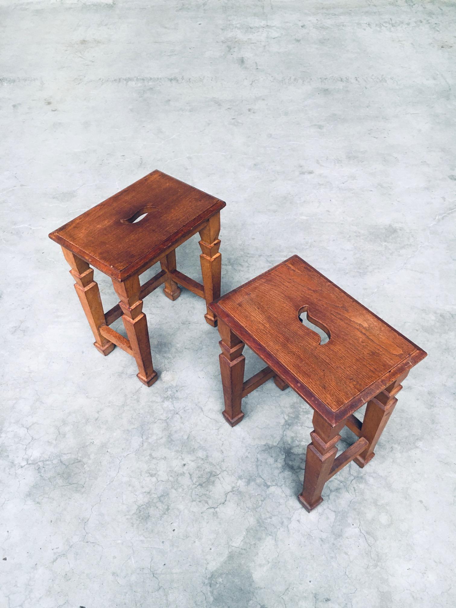 Oak Art Deco Design S Handle Stool set, Netherlands 1930's For Sale